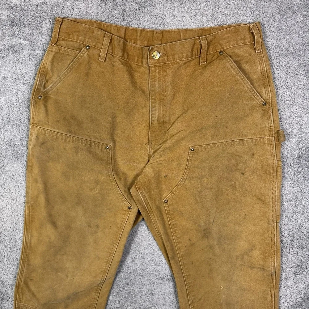 Carhartt Pants Men 38x30 Double Knee Carpenter Dungaree Workwear Utility B136BRN